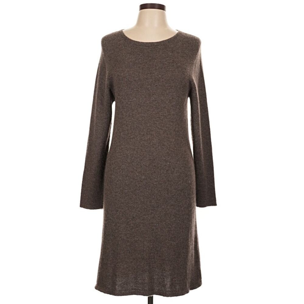 Simonetta Traversi Cashmere Sweater Dress Long Sleeve Knit Italy Brown Large